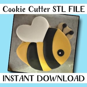 Big Fat Bumble Bee sockerkakutstickare STL-FIL, 7,5 cm, 9,5 cm, 10 cm, direktnedladdning