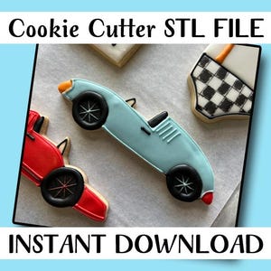 Race Sports Car Sugar Cookie Cutter STL FILE, 5&quot;, 5.5&quot;,6&quot;, Instant Download
