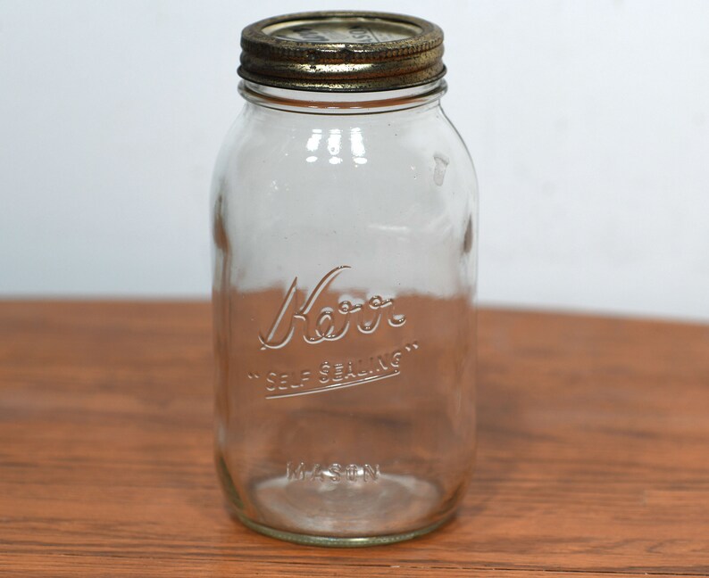 Vintage 1950's Kerr Self Sealing Mason Jar Clear Glass Etsy