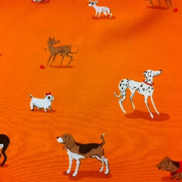FQ Heather Ross Dogs on Orange - Destash Sale Cotton Fabric