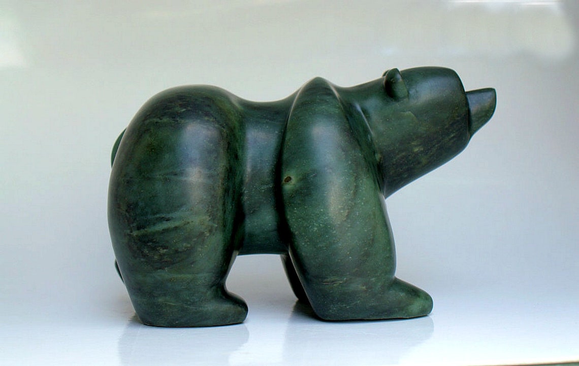 Stone bear sculpture hand carved figurine Etsy