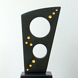 Small abstract, gilded black state sculpture