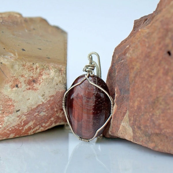 Red Tiger eye Falcon eye pendant necklace