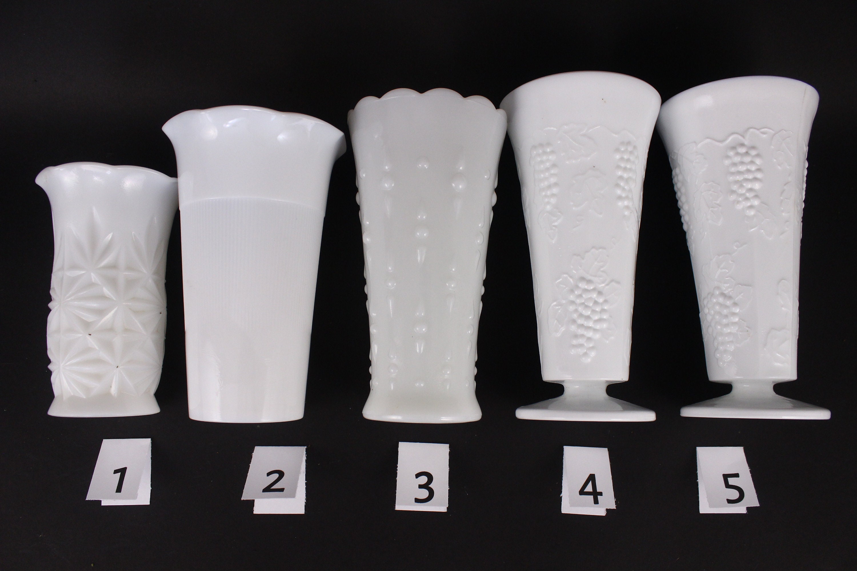 White Milk Glass Vase Wide Large Tall Choice of Style for Etsy