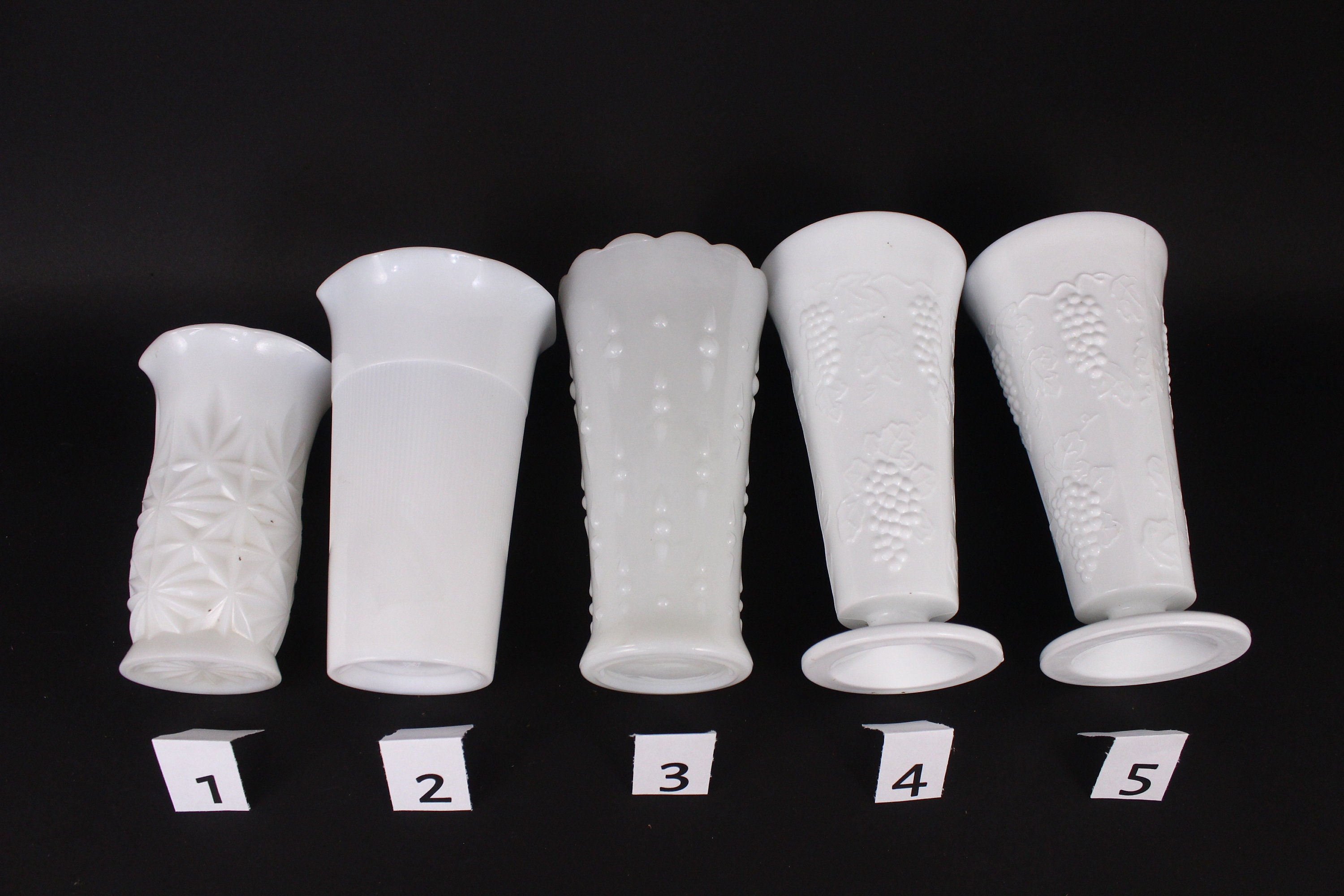 White Milk Glass Vase Wide Large Tall Choice of Style for Etsy