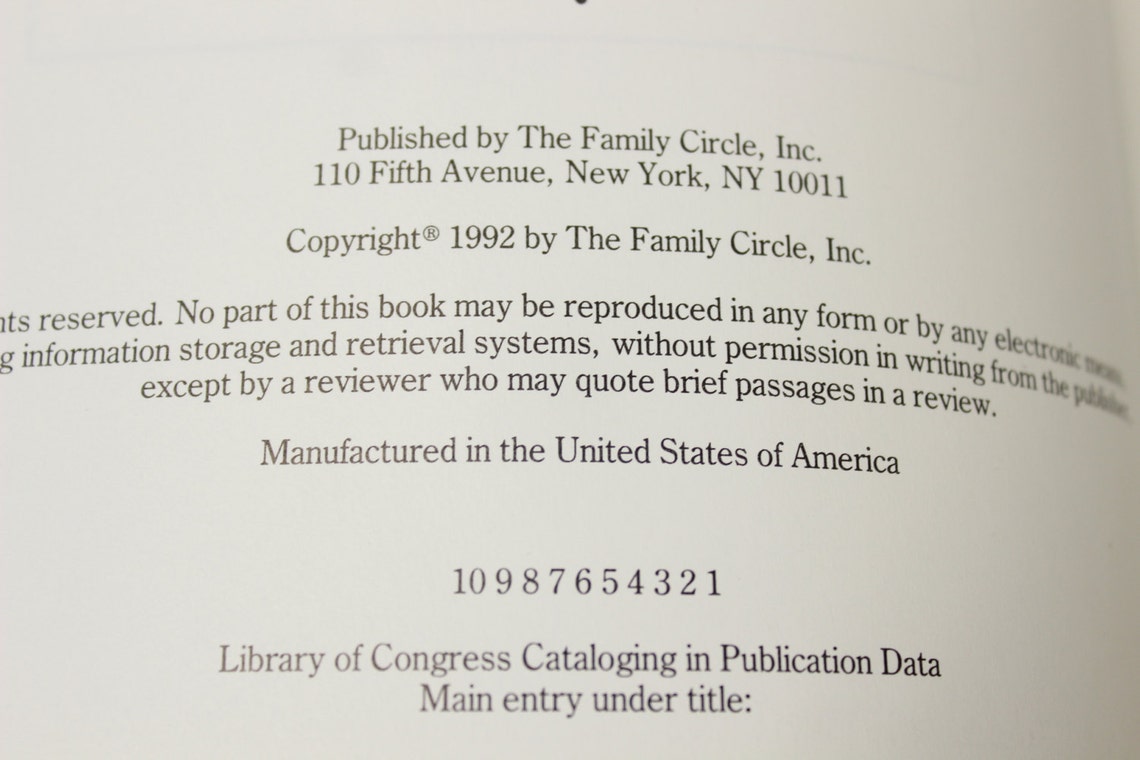 Best-ever Recipes Cookbook, Volume III, Family Circle, Copyright 1992