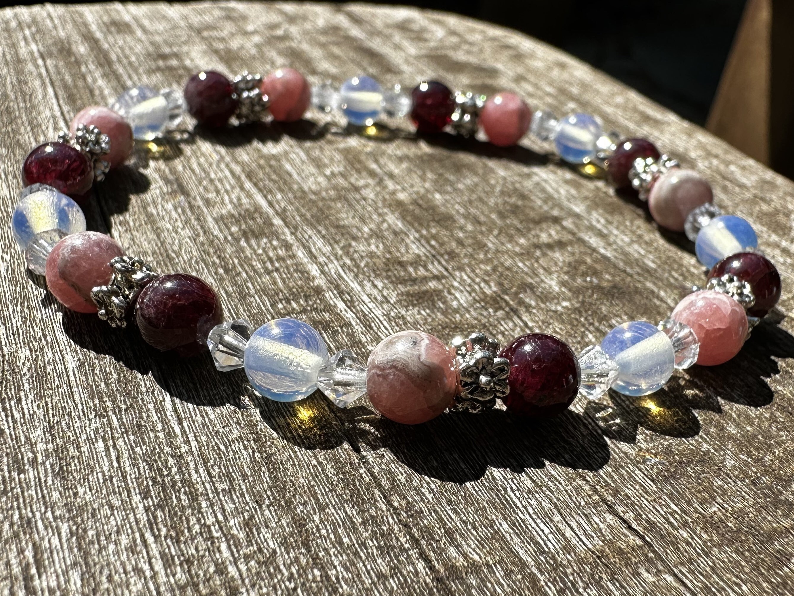 Chisel Stainless Steel Puffed Heart Pink Rose Quartz Stretch Bracelet Chisel Stainless Steel Puffed Heart Pink Rose Quartz Stretch Bracelet