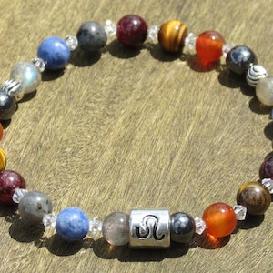 Women&#39;s Leo Power Chakra Healing Bracelet or Necklace with Hematite, Carnelian, Tigers Eye, Garnet, Larvikite, Sodalite and Labradorite!