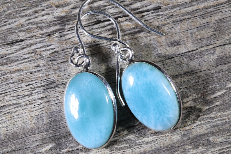 Larimar Healing Stone Earrings 925 Silver with Positive Healing Energy!