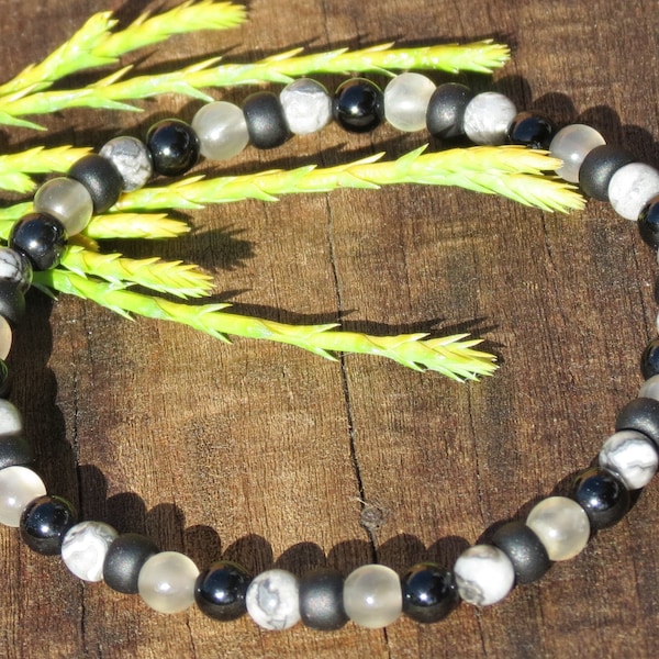 CAPRICORN BOY'S POWER Healing Stone Bracelet or Anklet with Crazy Lace Agate, Moonstone and Onyx!