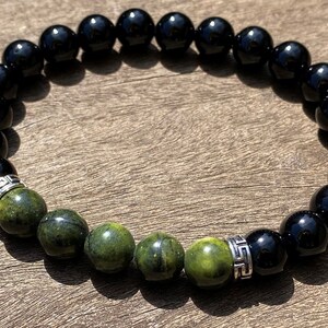 Men's Atlantasite and Onyx  Healing Stone Bracelet or Anklet with Positive Energy!