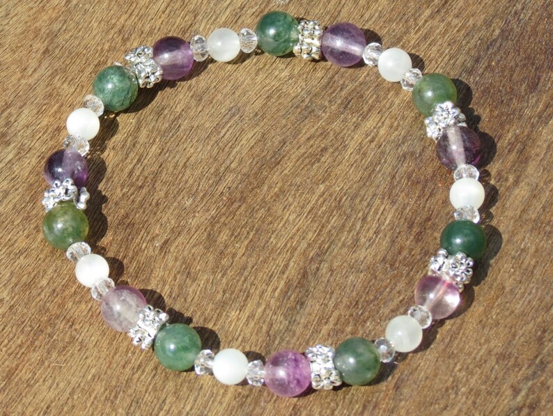 Purple Fluorite Moonstone and Moss Agate Healing Stone Etsy
