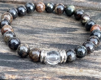 Biotite and Phenacite 8mm Healing Stone Bracelet with Positive Energy!