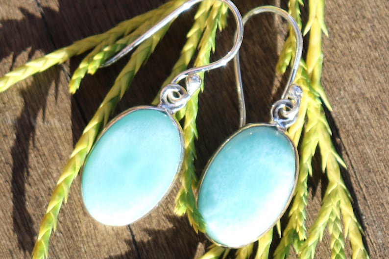 Larimar Healing Stone Earrings 925 Silver with Positive Healing Energy!