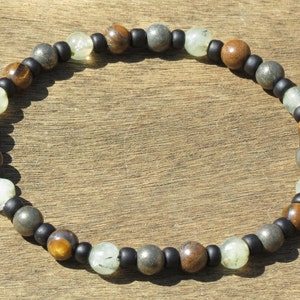 Men&#39;s Tiger Iron, Prehnite & Pyrite Healing Stone Bracelet or Anklet!