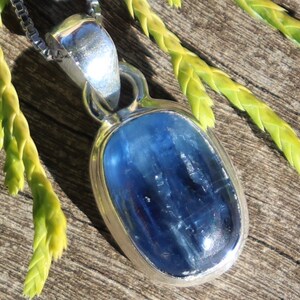 Small Silvery Blue Kyanite, 925 Silver Healing Stone Necklace for Your Chakras!