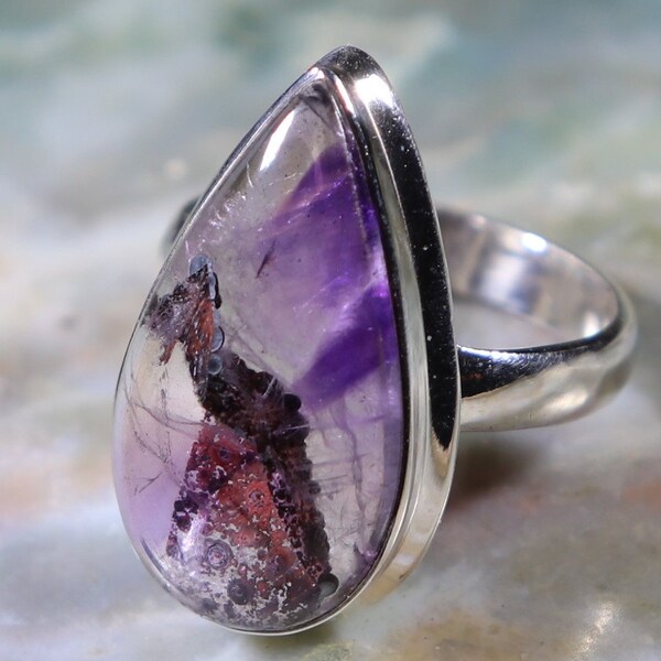 Auralite 23 Ring Size 7.5, 925 Silver with Positive Healing Energy!