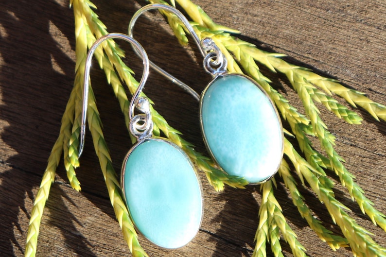 Larimar Healing Stone Earrings 925 Silver with Positive Healing Energy!