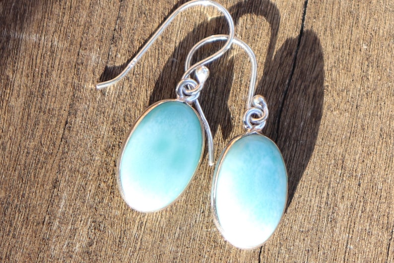 Larimar Healing Stone Earrings 925 Silver with Positive Healing Energy!