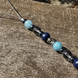 Feng Shui Charms, Family, Health and Community Bagua Map Section Charm with Aquamarine, Clear Quartz and Lapis Healing Stones!