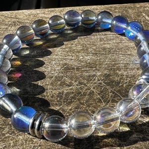 Mystic Aura Quartz & Angel Aura 8mm, Healing Stone Bracelet or Anklet with Positive Healing Energy!