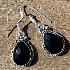 Black Spinel, 925 Silver, Healing Stone Earrings with Positive Energy!