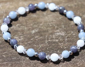 Angelic Tanzanite, Celestite and Angelite,  Healing Stone Bracelet or Anklet with Positive Healing Energy!