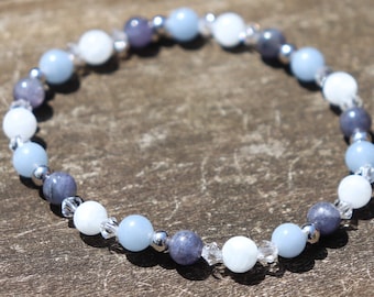 Angelic Tanzanite, Celestite and Angelite,  Healing Stone Bracelet or Anklet with Positive Healing Energy!