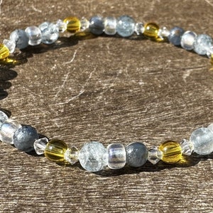 Aries Girl&#39;s Power Healing Stone Bracelet with Aquamarine, Citrine and Kyanite!