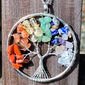 Chakra Balancing, Healing Tree of Life Necklace with Red Jasper, Red Coral, Citrine, Green Aventurine, Clear Quartz, Lapis and Amethyst!