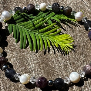 Charoite, Iolite & Pearls Healing Stone Bracelet or Anklet with Positive Healing Energy!