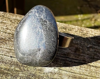 Verstelbare hematiet helende steen, maat 6-8 roestvrij staal!