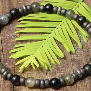SCORPIO MEN&#39;S POWER Healing Stone Bracelet with Golden Obsidian, Labradorite and Pyrite!