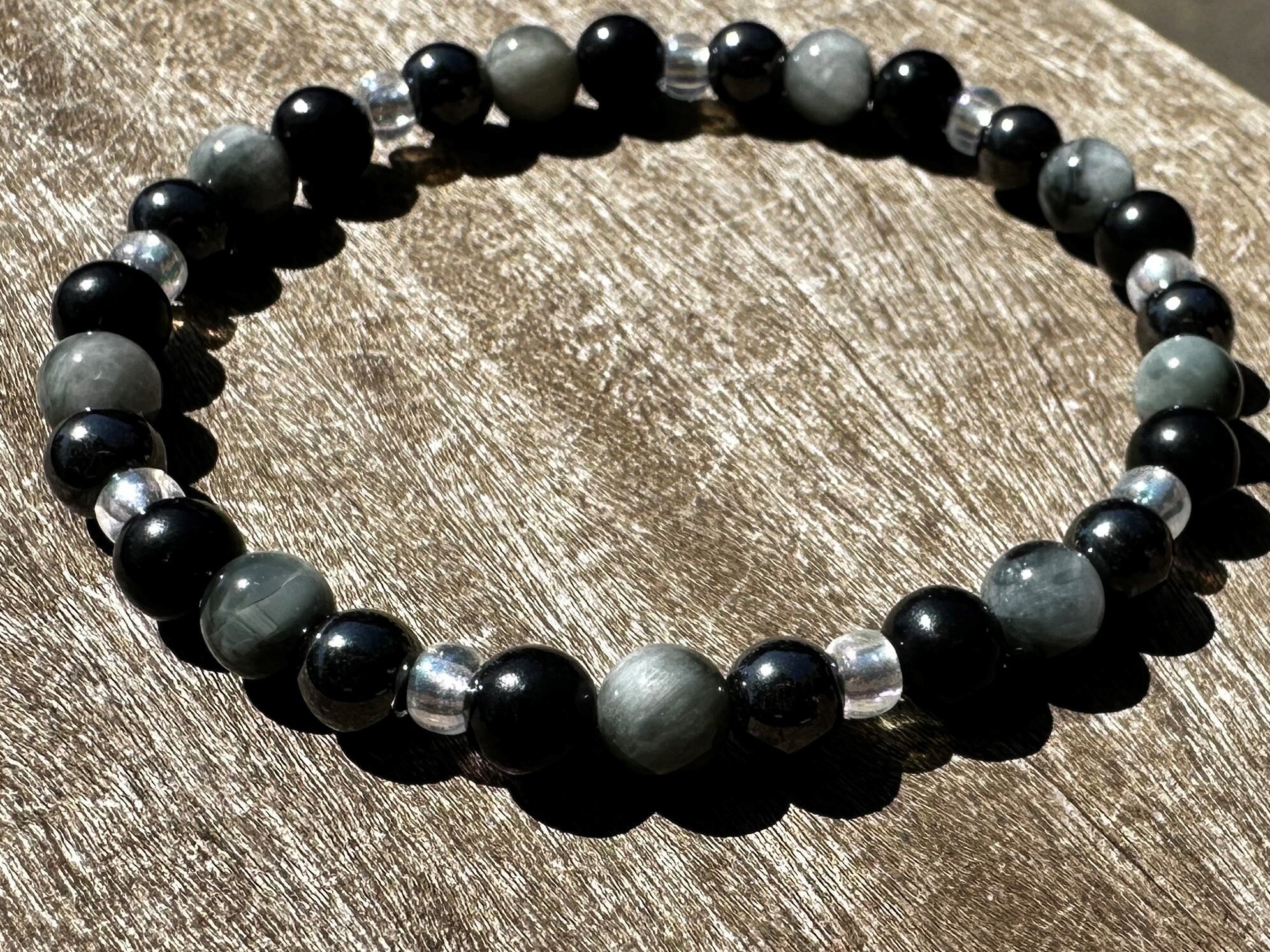 WAINIS 10 Braccialetti Terapia In Ematite E Pietre Naturali – 8 Mm, Elastici, Antistress - 4