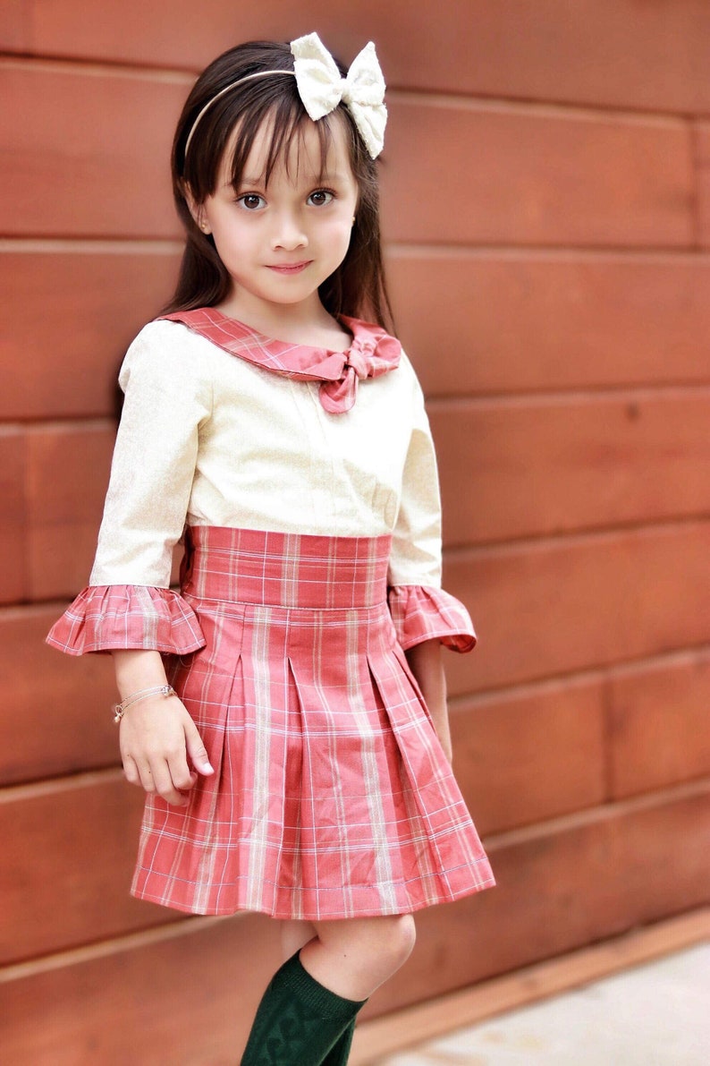 Party Special Occasion Fancy Collar Blouse Pleated Blouse Girls Blouse Ruffle Sleeve Shirt Cotton Top Girls Handmade Top