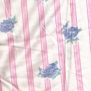 flanelle de coton vintage à rayures roses bleues / 1 mètre et 9 pouces