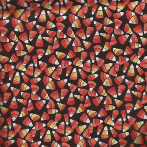 Black Tiny Candy Corn Halloween Print Cotton Fabric / SSI / 34 inches