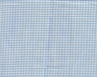 Blue Gingham Tiny Check Print Lighter Weight Cotton Fabric / pre-washed / 1 Generous Yard