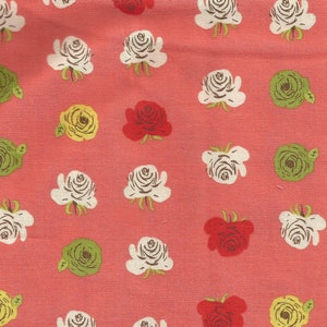 Coral Orange Floral Print Calico Cotton Fabric / Windham Fabrics / pre-washed / 17 inches