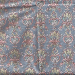 1980s  Blue Floral Print Cotton Fabric / pre-washed / 14 inches