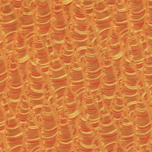 Orange Graphic Print Cotton Fabric / 1 Yard