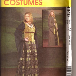 Womens Renaissance Medieval Costume Robe Dress Corset Sewing Pattern / McCalls 4340 / Size 6-12 / UNCUT