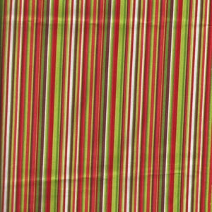 Red and Green Stripe Cotton Fabric / Connecting Threads / 1 Yard