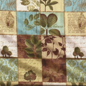 Blue Green Forest Leaf Print Cotton Fabric / Wilmington Prints / 1 Yard