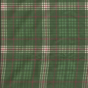 Green Plaid Check Print Cotton Fabric / 1 yard