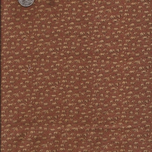 1980s Brown Tiny Graphic Print Cotton Fabric Scrap Piece / 10 inch by 47 inch