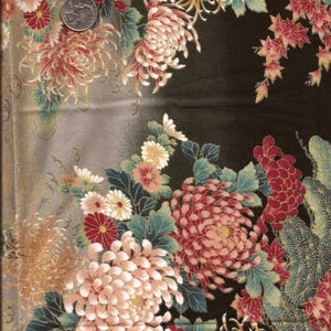 Red Large Floral Print Cotton Fabric Scrap Piece / 17 inch by 21 inch