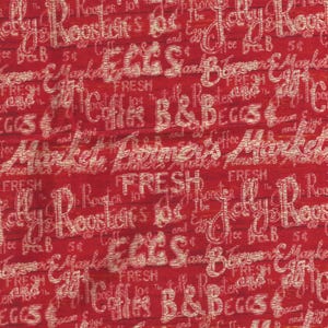 Country Farm Words Print Cotton Fabric / PRE-WASHED / 33 inches