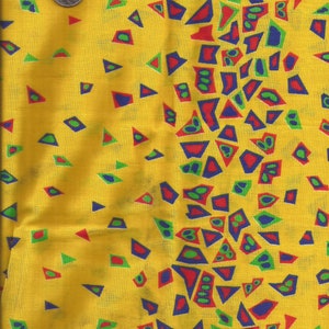 Yellow Graphic Stripe Print Light Weight Cotton Fabric / pre-washed / Half yard