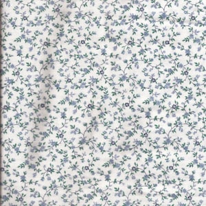 Blauer Baumwollstoff mit winzigen Blumenmuster / vorgewaschen / 1.4m